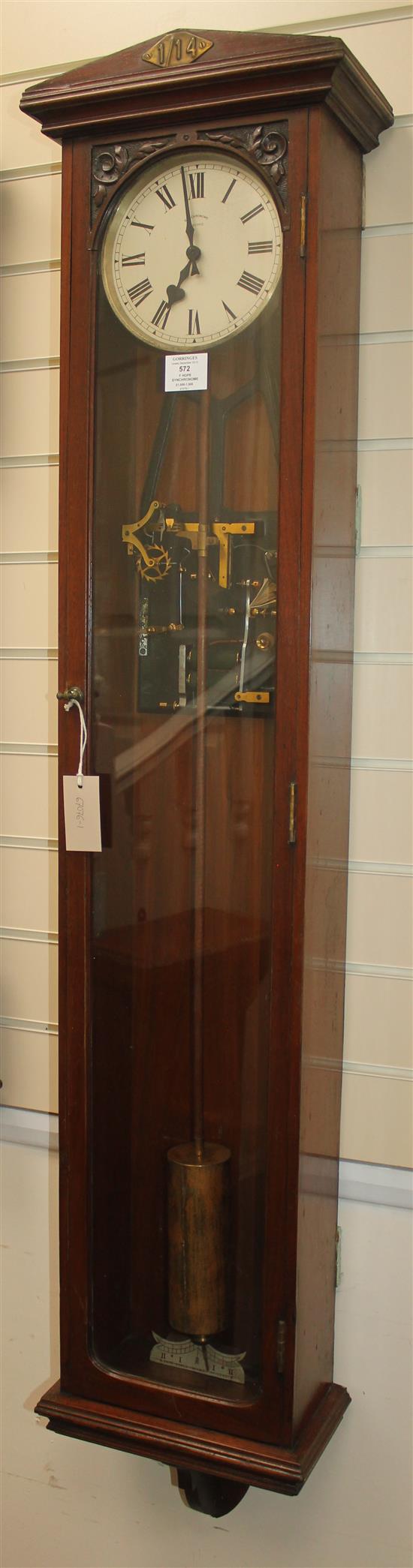 An early 20th century walnut cased Electric Synchronome by F.Hope Jones, H.4ft 9in. W.11.25in.